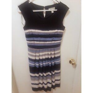 Dressbarn  Sleeveless Pleated Striped Dress